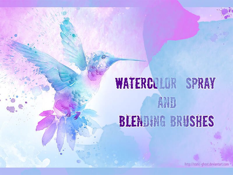 PS筆刷 - Watercolor Spray Brushes 50 款水彩風筆刷